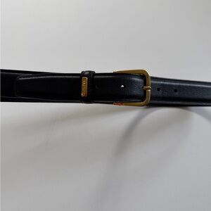 Olimpo Black Leather Belt Gold Buckle Size 36